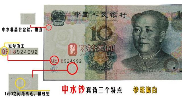 “五水七红”稀有的品种大全（12张）五版纸币10元