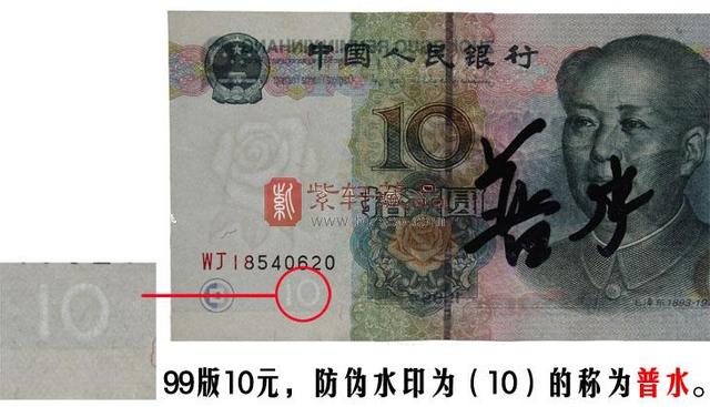 “五水七红”稀有的品种大全（12张）五版纸币10元