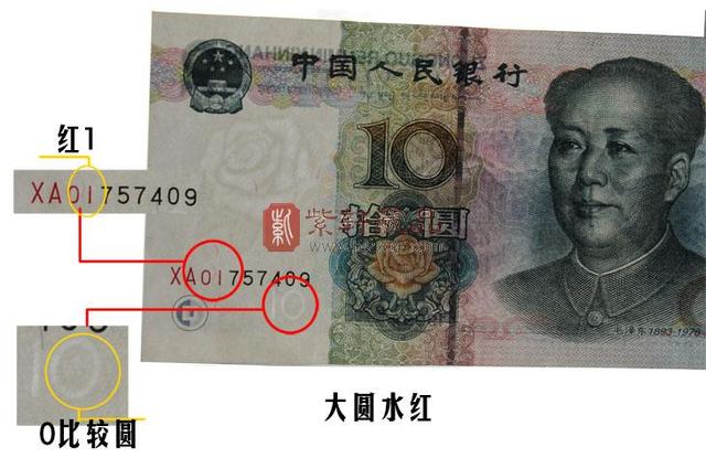 “五水七红”稀有的品种大全（12张）五版纸币10元